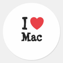 Eu amo o costume do coração do Mac personalizado Adesivo Em Formato Redondo