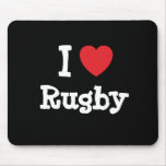 Eu amo o costume do coração do rugby personalizado mouse pad
