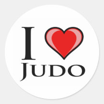 Eu amo o judo adesivo em formato redondo