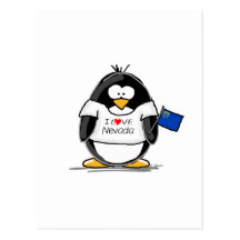 Eu amo o pinguim de Nevada Cartão Postal