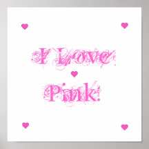Eu amo o poster cor-de-rosa