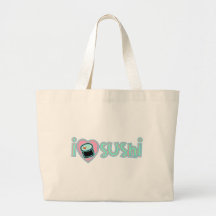 Eu amo o sushi bolsas de lona