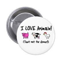 Eu amo o vegetariano dos animais boton
