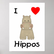 Eu amo os hipopótamos (3) impressão