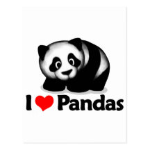 Eu amo pandas cartao postal