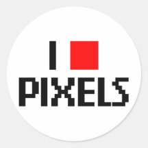 Eu amo pixéis adesivo em formato redondo