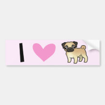 Eu amo Pugs Adesivo