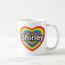 Eu amo Shirley. Eu te amo Shirley. Coração Canecas