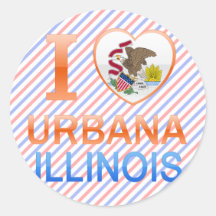 Eu amo Urbana, IL Adesivo Em Formato Redondo