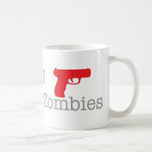 Eu disparo em zombis caneca