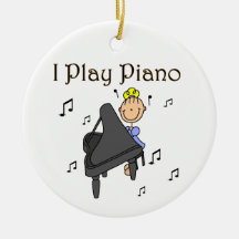 Eu jogo t-shirt e presentes do piano ornamento para arvore de natal