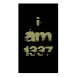 Eu sou 1337. Gamer de Leet. Texto verde Khaki. Cos Modelo Cartao De Visita