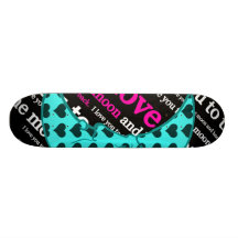 Eu te amo à lua e à tipografia traseira skate