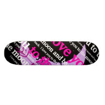 Eu te amo à lua e à tipografia traseira skateboard