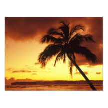 EUA, Havaí, Maui, por do sol colorido em uns 2 Foto Arte