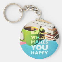 Faça o que o faz feliz, café, livros, e papel chaveiros