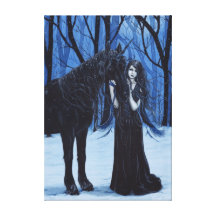 Fada gótico e impressão preto das canvas do unicór impressão de canvas envolvida