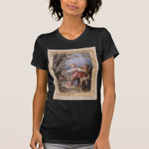 Família da arte do estilo do vintage no jardim camisetas