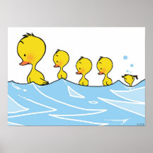 Família do pato da natação pôsteres