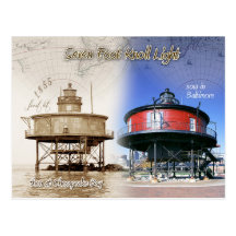 Farol do outeiro de sete pés, Maryland Cartões Postais