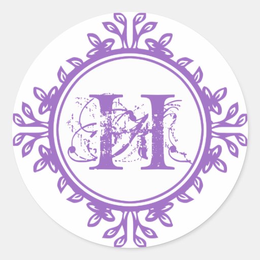Favor roxo do casamento da etiqueta do monograma d adesivo em formato redondo
