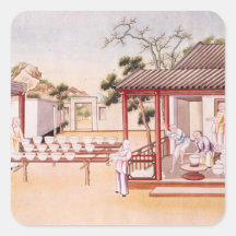 Fazer da porcelana (w/c no papel) adesivo em forma quadrada