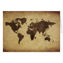 Feche acima do mapa do mundo antigo 3 cartao