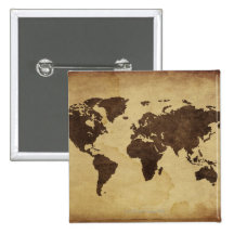 Feche acima do mapa do mundo antigo 3 pins