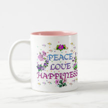 Felicidade do amor da paz canecas