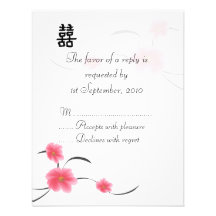 Felicidade do dobro da flor de cerejeira do cartão convites personalizado
