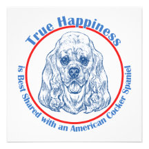 Felicidade verdadeira com cocker spaniel americano convites personalizados