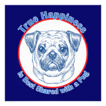 Felicidade verdadeira com um Pug Convite Personalizado