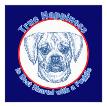 Felicidade verdadeira com um Puggle Convite Personalizado