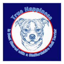 Felicidade verdadeira com um Staffordshire bull te Convites