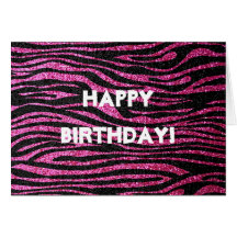 Feliz aniversario cor-de-rosa e preto da zebra (br cartoes