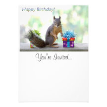 Feliz aniversario do esquilo! convite personalizado