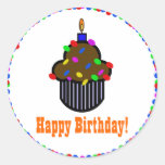 Feliz aniversario! Etiqueta Adesivos Em Formato Redondos