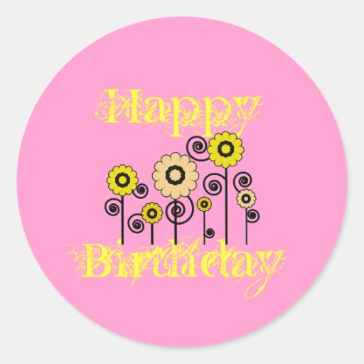 Feliz aniversario, flores amarelas, fundo adesivo Zazzle Adesivo Geladeira Retro Coca Cola ~ Feliz aniversario, flores amarelas, fundo adesivo Zazzle