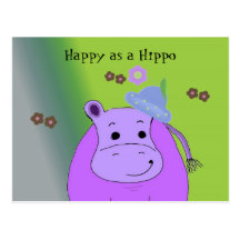 Feliz como um hipopótamo - Hippopotamus roxo Cartao Postal
