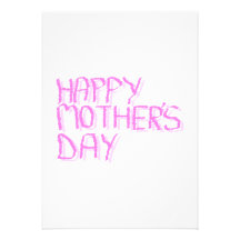 Feliz dia das mães.  Letras cor-de-rosa Convites Personalizados