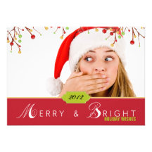 Feliz do feriado do Natal & vermelho brilhante dos Convite Personalizados