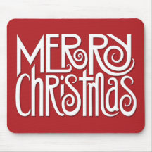 Feliz Natal branco em Mousepad vermelho