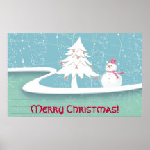 Feliz Natal com boneco de neve Posteres