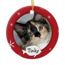 Feriado personalizado da foto do gato/animal de es ornamentos