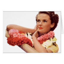Férias retros de Havaí da mulher das mulheres do v Cartão