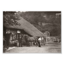 Ferreiro que calça um cavalo fotografia
