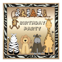 Festa de aniversário bonito do chique dos animais  convite personalizados