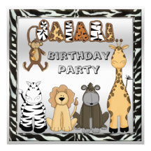 Festa de aniversário bonito do chique dos animais  convite personalizados