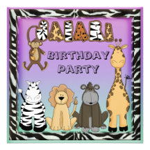 Festa de aniversário bonito do chique dos animais  convites personalizado