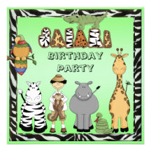 Festa de aniversário bonito dos animais do safari convites personalizado
